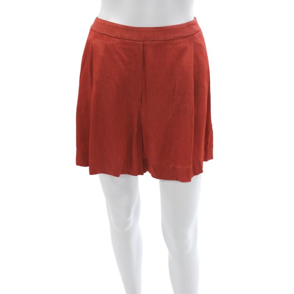 Reiss Women Culottes Red Zip Acetate Solid Size 8